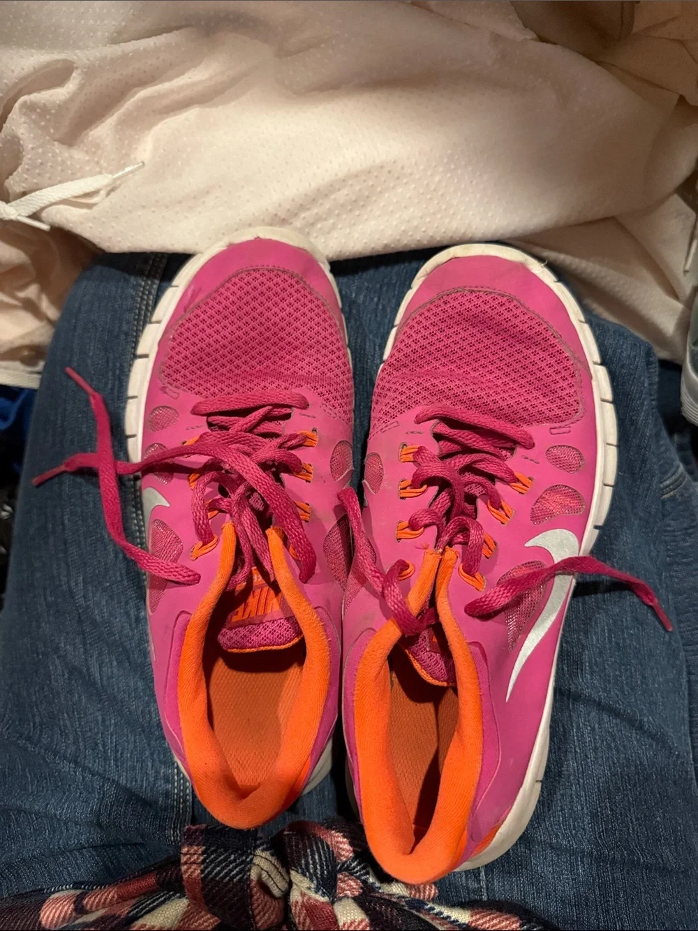 Nike Kids Pink and Orange Lightweight Running Sneakers